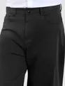 Black Cotton Lycra Wide Leg Trousers