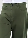 Crocodile Green Cotton Lycra Wide Leg Trousers