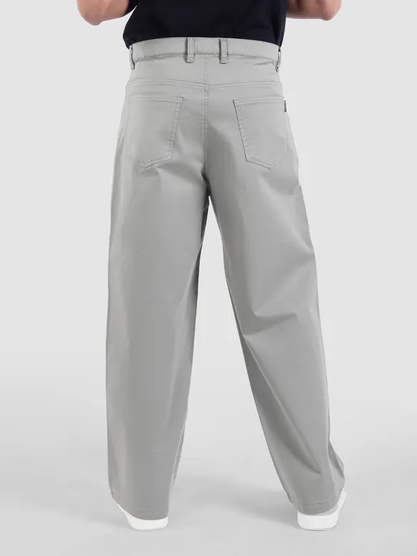 Light Grey Cotton Lycra Wide Leg Trousers