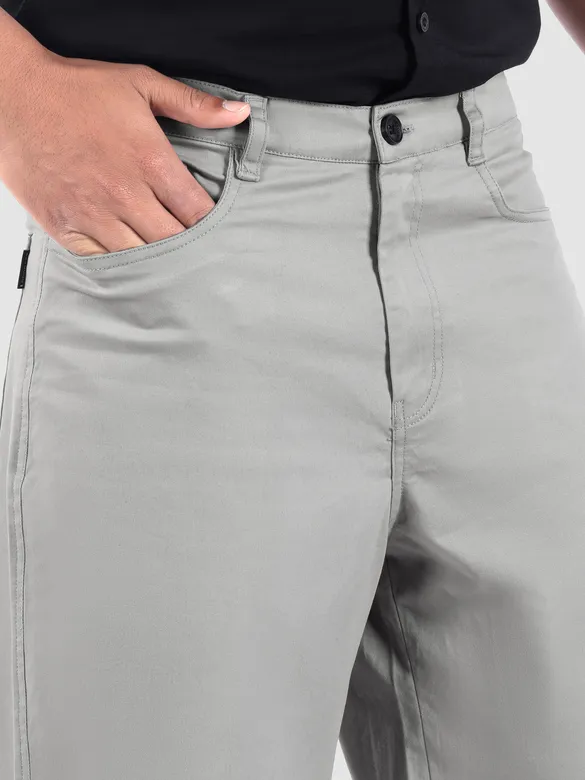 Light Grey Cotton Lycra Wide Leg Trousers