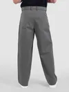 Stone Grey Cotton Lycra Wide Leg Trousers