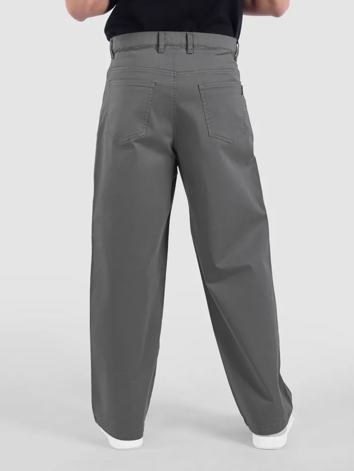 Stone Grey Cotton Lycra Wide Leg Trousers