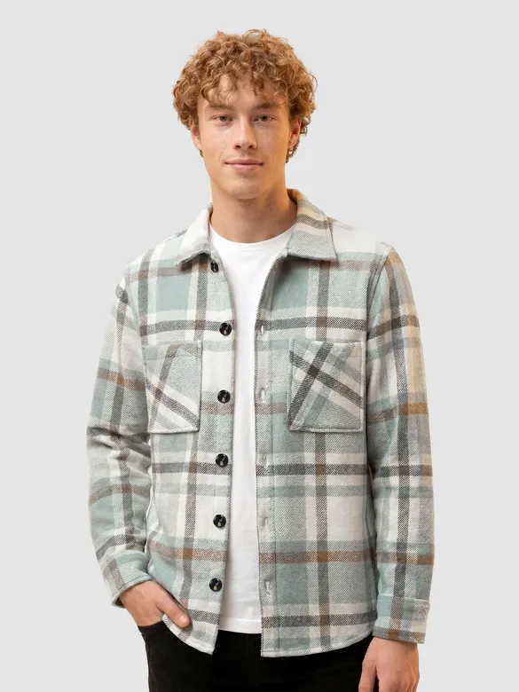 Aqua Mix Checkered Fleece Shacket