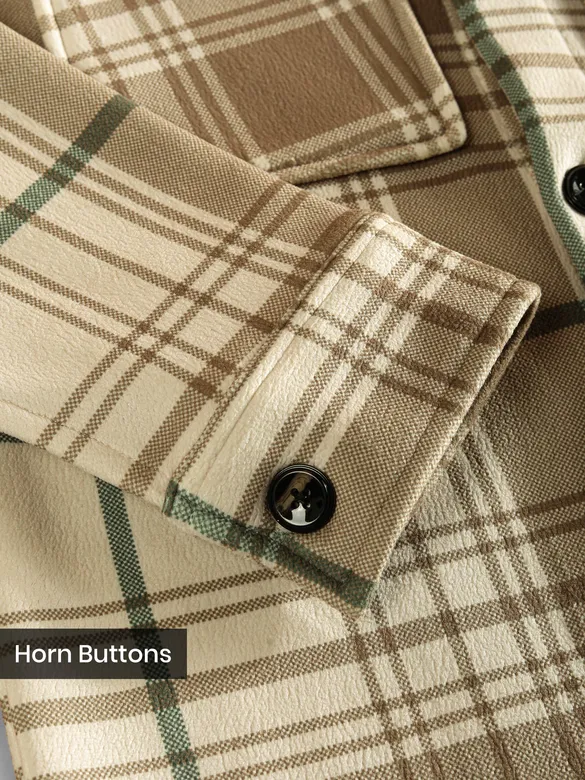 Brown Checkered Fleece Jacket