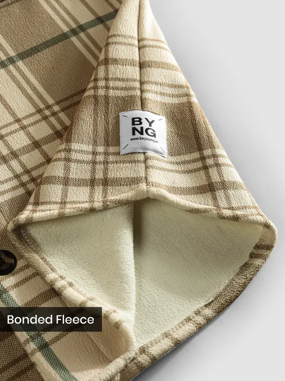 Brown Checkered Fleece Jacket