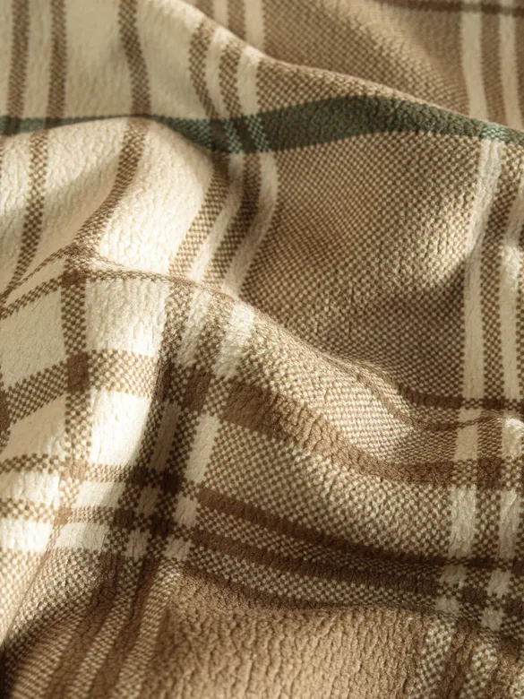 Brown Checkered Fleece Jacket