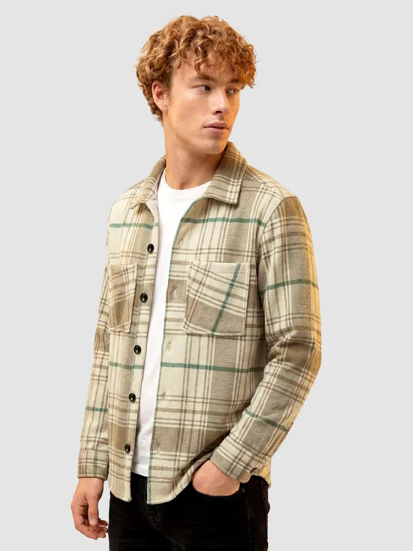 Brown Checkered Fleece Jacket