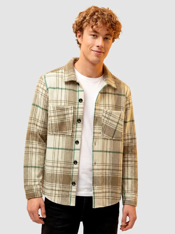 Brown Checkered Fleece Jacket