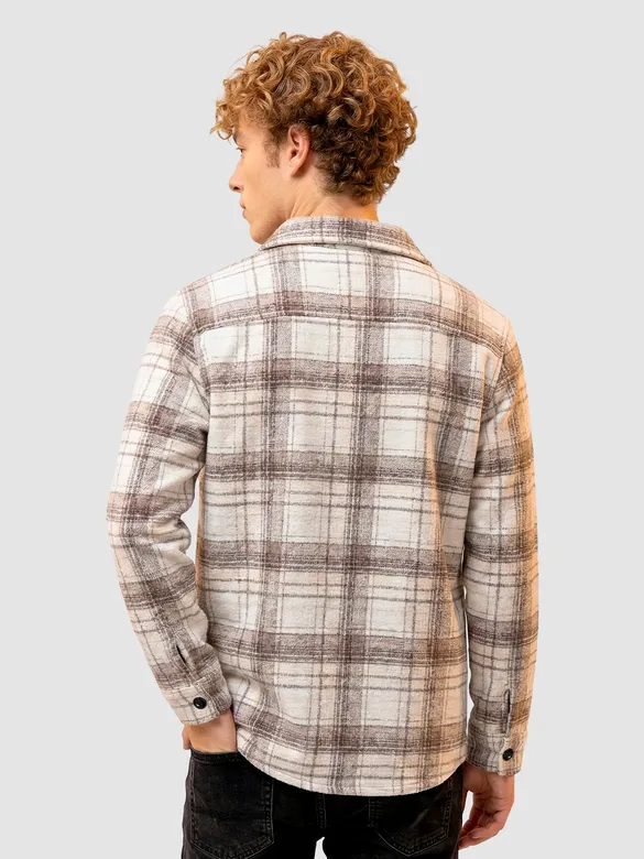 Brown White Checkered Fleece Jacket