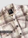 Brown White Checkered Fleece Jacket