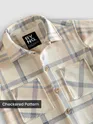 Cream Beige Checkered Fleece Jacket