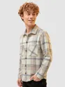 Cream Beige Checkered Fleece Jacket
