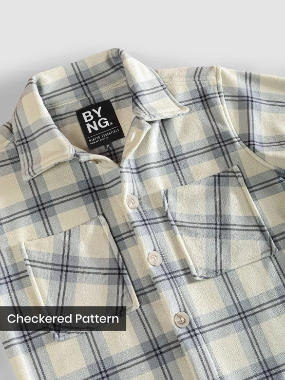 Grey Checkered Fleece Jacket