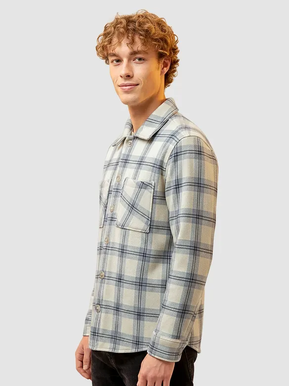 Grey Checkered Fleece Jacket