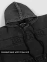 Black HD Print Acid Wash Hoodie