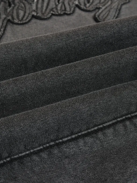 Black Typography Acid Wash Hoodie