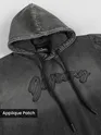 Black Typography Acid Wash Hoodie