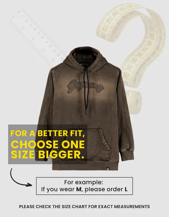 Brown Typography Acid Wash Hoodie