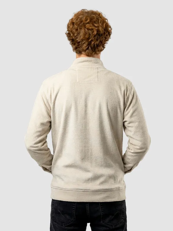 Cream Contrast Zipper Jacket