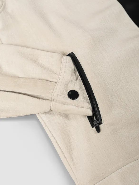 Cream Contrast Zipper Jacket