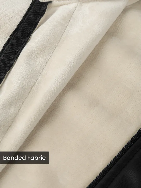 Cream Contrast Zipper Jacket