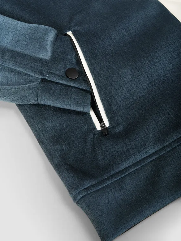 Dark Teal Contrast Zipper Jacket