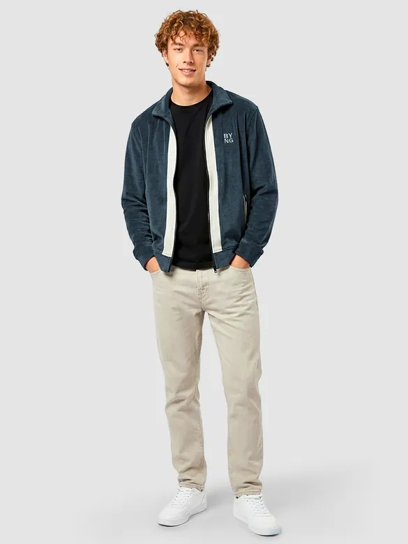 Dark Teal Contrast Zipper Jacket