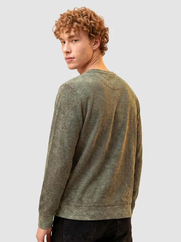 Olive Wash Effect Sweatshirt