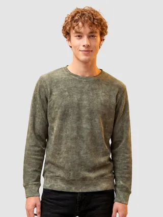 Olive Wash Effect Sweatshirt