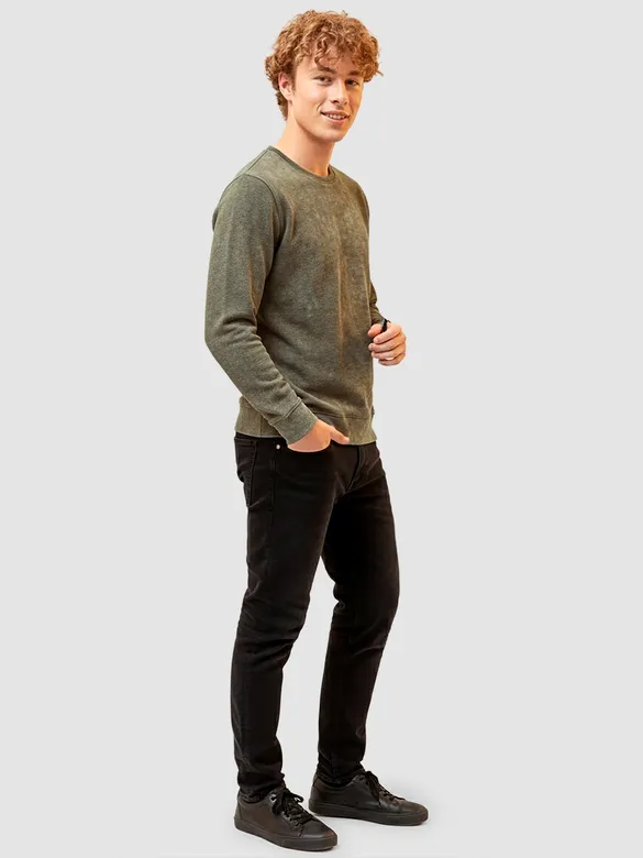 Olive Wash Effect Sweatshirt