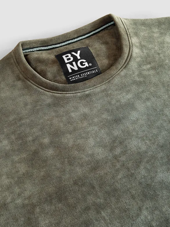 Olive Wash Effect Sweatshirt