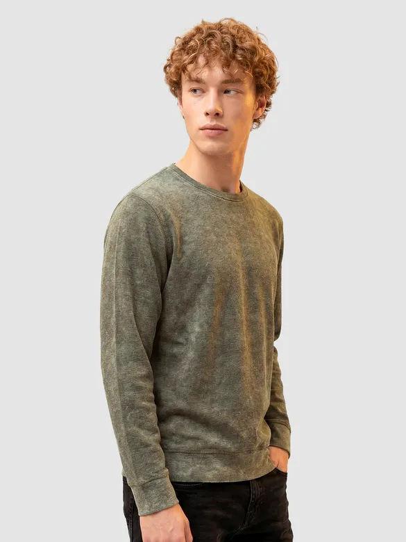 Olive Wash Effect Sweatshirt