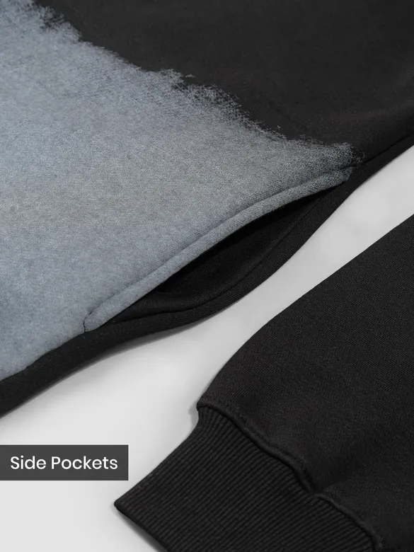 Black Ombre Print Polo Sweatshirt
