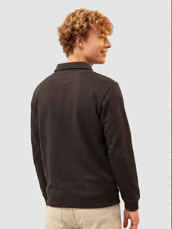 Brown Ombre Print Polo Sweatshirt