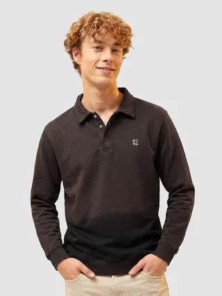 Brown Ombre Print Polo Sweatshirt