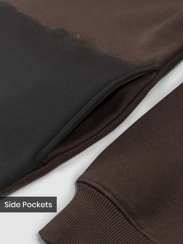 Brown Ombre Print Polo Sweatshirt