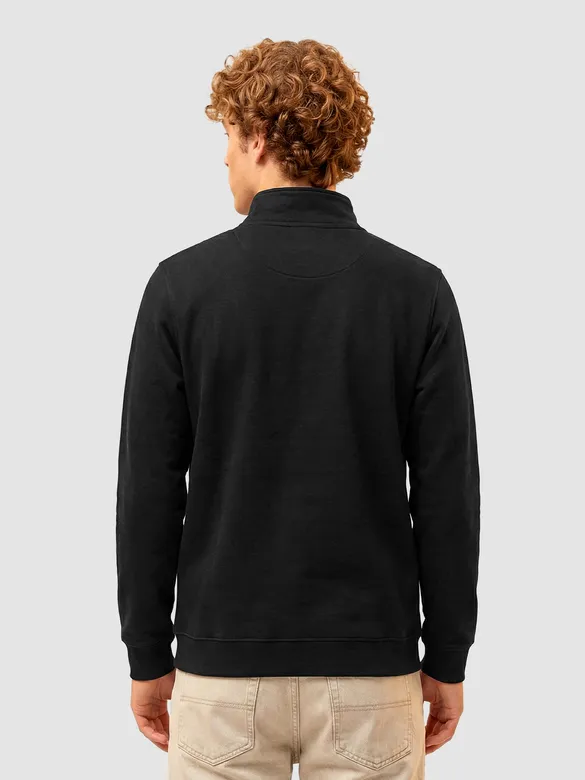 Black High Neck Zipper Sweatshirt