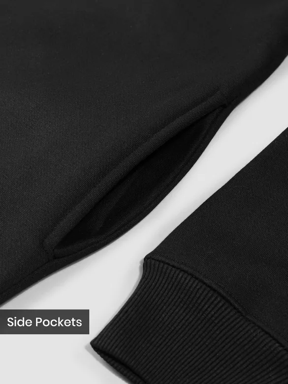 Black High Neck Zipper Sweatshirt