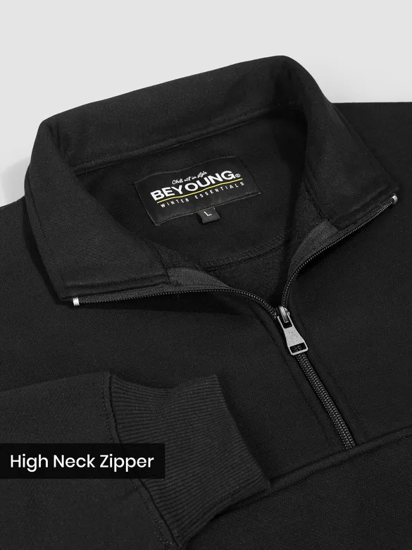 Black High Neck Zipper Sweatshirt