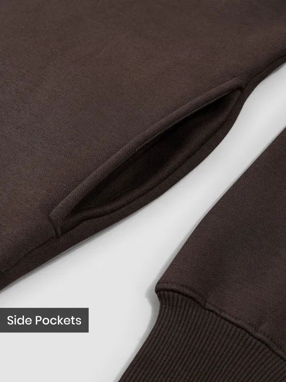 Brown High Neck Zipper Sweatshirt