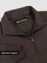 Brown High Neck Zipper Sweatshirt