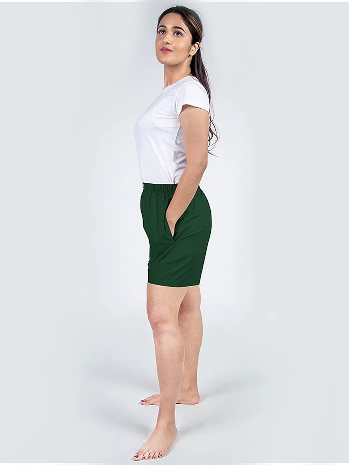 Plain Bottle Green Women Boxer