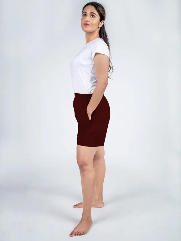 Plain Burgundy Womens Boxer