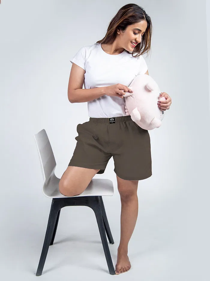 Plain Grizzle Gray Women Boxer