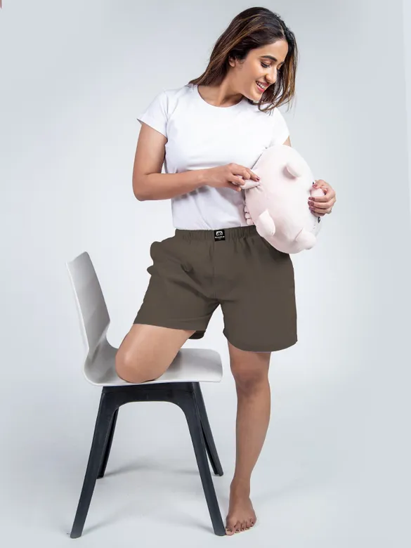 Plain Grizzle Gray Women Boxer