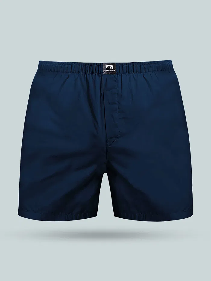 Plain Navy Blue Women Boxer