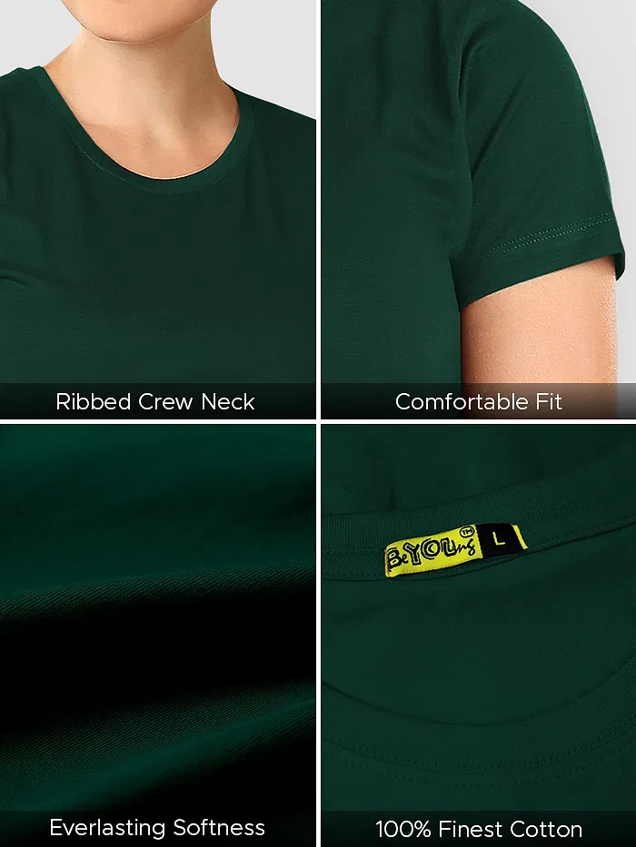 Bottle Green Womens Plain T-shirt