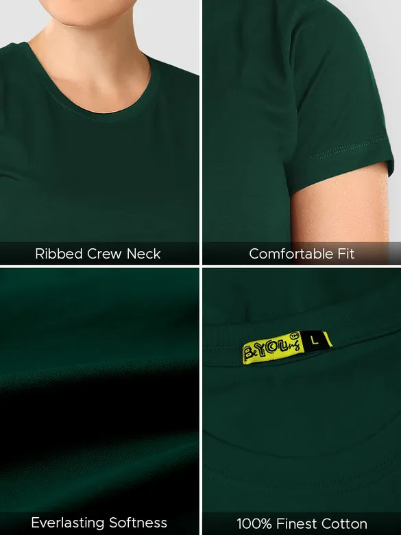 Bottle Green Womens Plain T-shirt