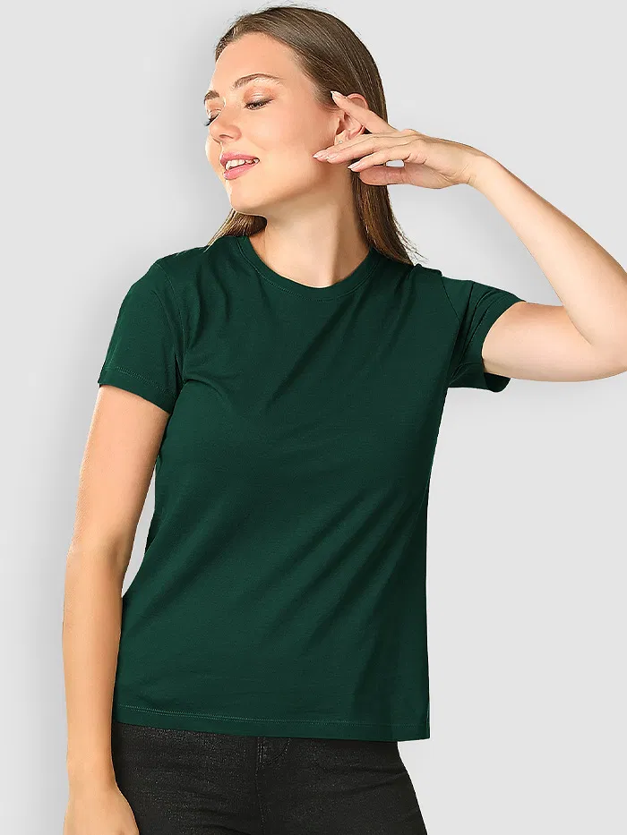 Bottle Green Womens Plain T-shirt
