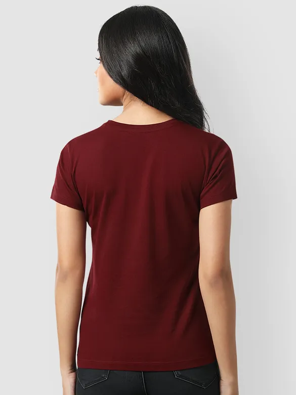 Burgundy Womens Plain T-Shirt